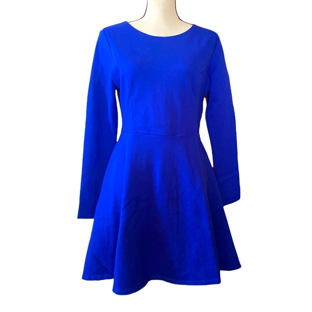 Lulu’s Royal blue Skater long sleeves mini dress‎ size Large